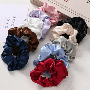 Franse Retro Satijn Haarelastiekje Effen Kleur Oversized Haarelastiekje Elastische Band Voor Vrouwen Dagelijkse Mode Sieraden