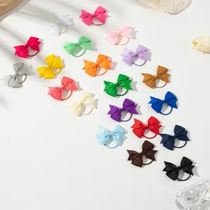 Choux à cheveux ruban gros-grain coloré pour femmes et enfants, élastiques queue d'hirondelle.