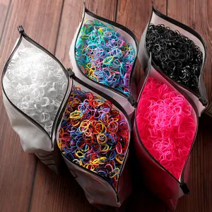 Kids Elastic Hair Ties Colorful Disposable Rubber Bands Clear Black Ponytail Holders Hair Bands For Girls School Daily Accessories