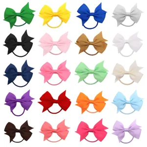 Nœuds de cheveux en ruban gros-grain coloré 6cm élastiques unicolores pour enfants filles accessoires