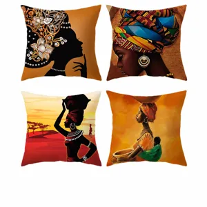 Vintage Ethno-Stil Afrikanische Frauen Druck Plüsch Kissenbezug Dekorative Kissenhülle Für Zuhause Wohnzimmer Sofa Büro