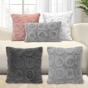 Minimalistisch Einfarbig Kreis Jacquard Plüsch Kissenbezug Kissenhülle Für Wohnzimmer Sofa Heimdekoration