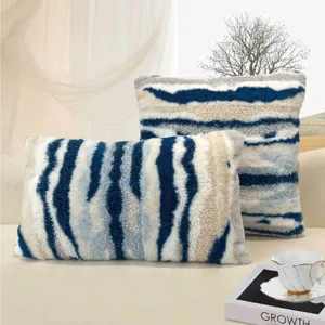 Luxury plush throw pillow with abstract starry stripe texture for cozy home decor sofa.