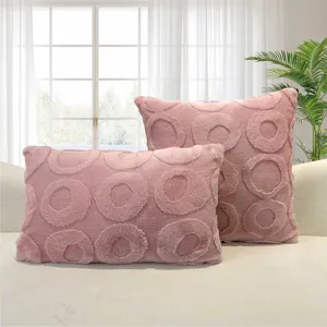 Rosa Pluesch Kreis Jacquard Kissenet minimalistischer Ins Stil Sofa Kissenbezug fuer Wohnkultur