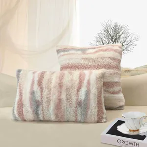 Luxury fluffy plush throw pillow set with dreamy quicksand texture for cozy home sofa decor.