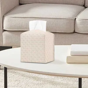 Modern Minimalistisches Leder Gewebtes Quadratisches Taschentuchbox Halter Dekorativer Serviettenbehälter Für Wohnzimmer Auto