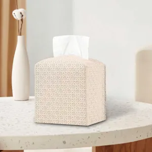 Minimalistische gewebte quadratische Kosmetiktuchbox, eleganter Serviettenhalter fuer Zuhause.