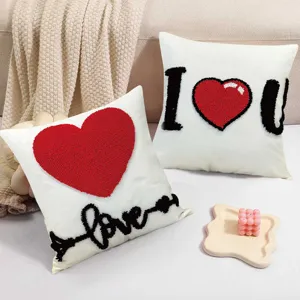 Red Valentine decorative throw pillow case modern minimalist sofa cushion cover tufted design