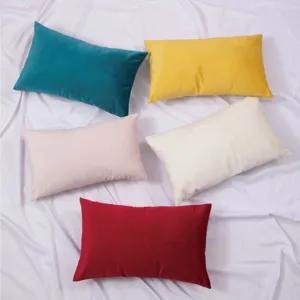 Housses de coussin en velours moderne minimaliste, coussins lombaires unis pour canapé lit.