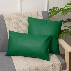 Cojines decorativos verdes de piel sintética para sofá, fundas elegantes con lichi.