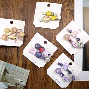 Cute Resin Bear Strawberry Duckbill Hair Clip Sweet Rhinestone Bowknot Side Hairpin Beautiful Hair Accessories For Girls Women Jewelry
