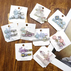 Korean Style Sweet Bowknot Rhinestone Duckbill Hair Clips For Women Girls Cute Floral Artificial Pearl Hairpin Accessories