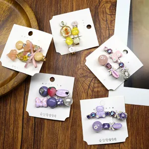 Sweet and cute Korean style rhinestone duckbill hair clips set for women fashion hair accessories