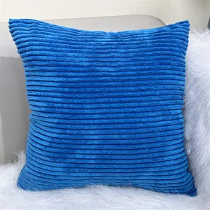 Cuscino quadrato in velluto a coste blu tinta unita divano letto decorazione minimalista