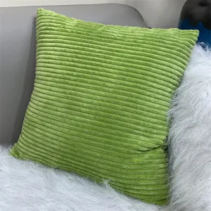 Federa per cuscino quadrato in velluto a coste verde per divano e letto, morbida e minimalista.