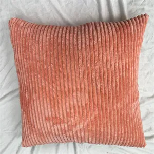 Cuscino quadrato in velluto a coste rosa cuscino da divano tinta unita decorazione per la casa