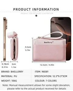 Women short colorblock wallet with multiple card slots and zipper coin pocket, compact size.