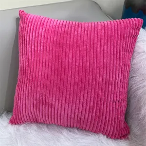 Cuscino quadrato in velluto a coste rosa vivo cuscino da divano tinta unita morbido