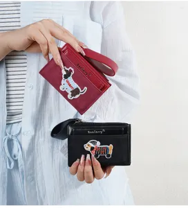 Cute cartoon puppy short wallet multi-functional zipper coin purse card holder chic design