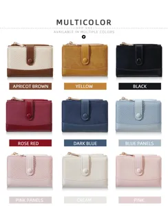 Women short colorblock wallet PU leather coin purse card holder fashion compact bag