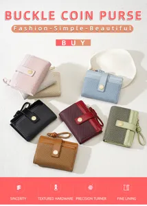 Detailed view of stylish women short wallet with multi card slots and coin purse zip.