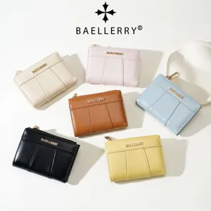 Women's PU Leather Short Wallet Minimalist Multi Card Slot Zipper Coin Purse Fashion Folding Card Holder For Ladies Daily Use