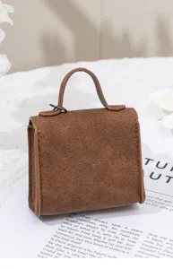 Mini retro braune Leder Tasche Anhänger Münzbeutel Schlüsselanhänger süßes Zubehör.
