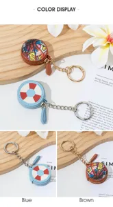 Mini monedero con diseño de graffiti de baloncesto, llavero y estuche de cuero.