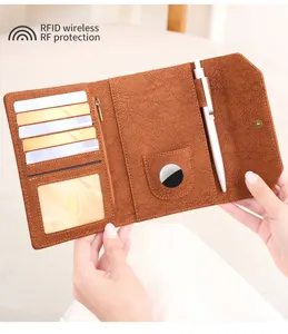 Portafoglio per Passaporto RFID in Pelle PU Organizzatore da Viaggio con Tasca AirTag