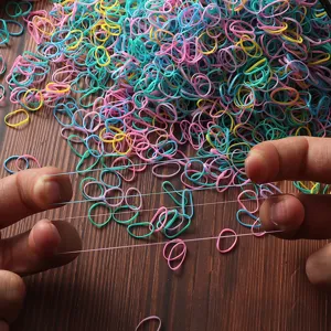 Colorful disposable hair rubber bands for girls, elastic hair ties and ponytail holders.