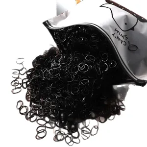 Black disposable hair ties rubber bands small elastic hair accessories for girls kids ponytail.