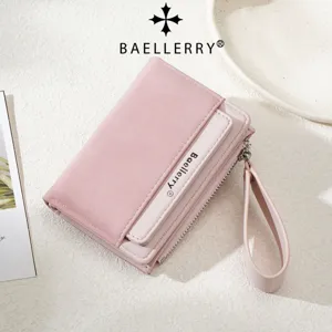 Women short color block wallet with wrist strap zipper coin purse card holder chic daily bag