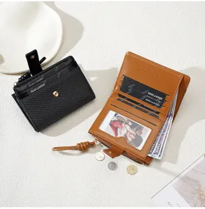 Women short bifold wallet multi-card slots zipper coin purse stylish daily card holder