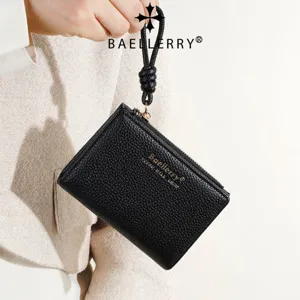 Portefeuille Court pour Femmes en Cuir PU Grain Litchi Fermeture Éclair Porte-Monnaie Multi-Emplacements Minimaliste Urbain