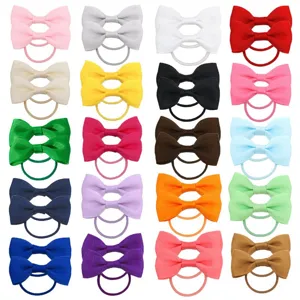 Dettaglio colore elastico fiocco capelli bimba, accessorio nastro gros grain unito