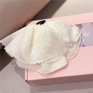Sweet floral embroidered lace hair claw clip, elegant white hair accessory for women and girls.