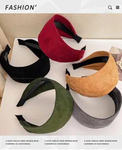 Breiter Samt Haarreif für Damen, elegante einfarbige rutschfeste Winter Haar Accessoires