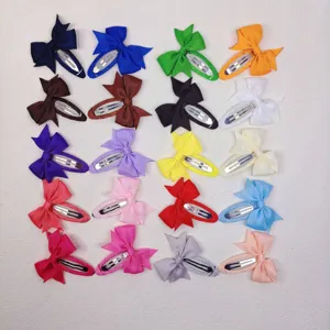 Colorful ribbon bow hair clips set for girls, cute toddler hair accessories duckbill clips.