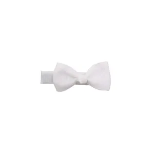 Cute white bow hair clip for baby girls, solid fabric non-slip hairpin for daily styling.