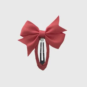 Pink ribbon bow hair clip, sweet style children's fringe clip, cute hair accessory.