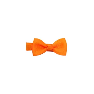 Orange hair clip for cute baby girls handmade solid bow non slip cute toddler hair accessory
