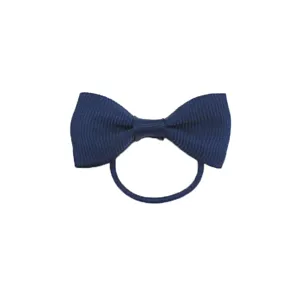 Elastico per capelli con fiocco in gros-grain blu marino bimba, accessorio coda cavallo.