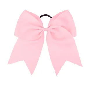Rosa 8 Zoll Ripsband Haarschleife Cheer Bow mit Haargummi für Kinder Mädchen Haarschmuck