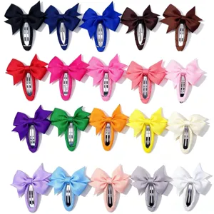 Pastoral Grosgrain Ribbon Bowknot Hair Clips For Kids Minimalist Handmade Ribbon Bow Hairpins Sweet Girl Hair Accessories