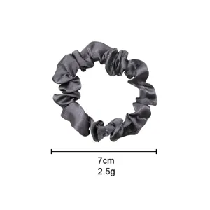Classic elastico per capelli in raso grigio da donna, morbido fermacapelli vintage stile 7cm.
