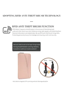 Γυναικείο μακρύ πορτοφόλι RFID αντιμαγνητικό, τσαντάκι clutch με μοτίβο λίτσι και θήκες.