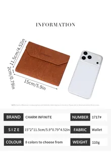 Porta passaporto multifunzionale RFID marrone con guida alle dimensioni e specifiche.