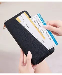 Γυναικείο Μακρύ Πορτοφόλι RFID Litchi Grain PU Δερμάτινο Φερμουάρ Λεπτομέρεια