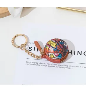 Llavero de baloncesto de graffiti mini monedero para monedas estuche de auriculares.