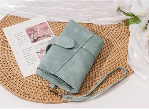 Elegante Damen matte kurze dreifache Geldbörse Akkordeon Kartenhalter mintgrüne Clutch.